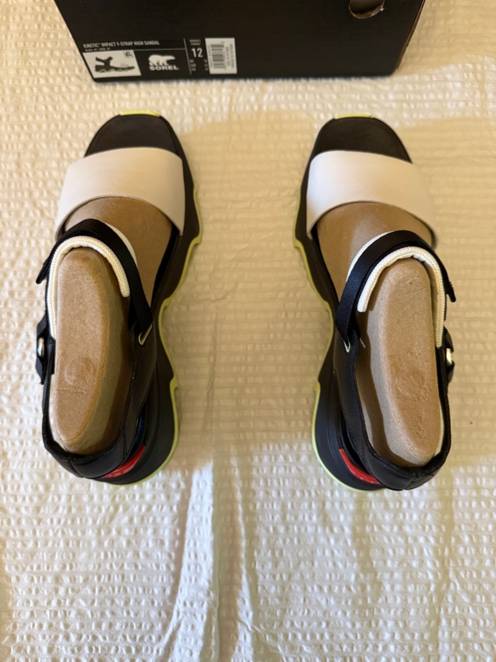 Sorel Kinetic Sandal in Black and White with Neon Accent Size 12 - Like New!